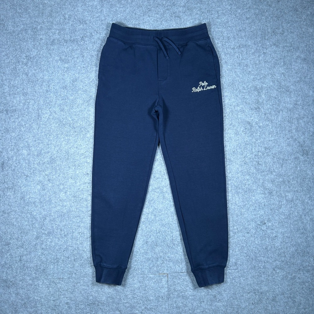 Polo Ralph Lauren Sweatpants Boys M(10-12) Navy Blue Script Logo Joggers Casual